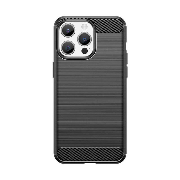 Ohebné pouzdro s karbonovým vzorem pro iPhone 15 Pro Max Carbon Case - černé