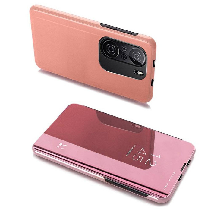 Clear View Case pouzdro pouzdro s flipovým krytem Xiaomi Redmi K40 Pro+ / K40 Pro / K40 / Poco F3 růžové