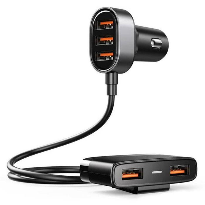 Joyroom quick chargeur voiture 5x USB 6.2 A avec câble d'extension noir (JR-CL03)