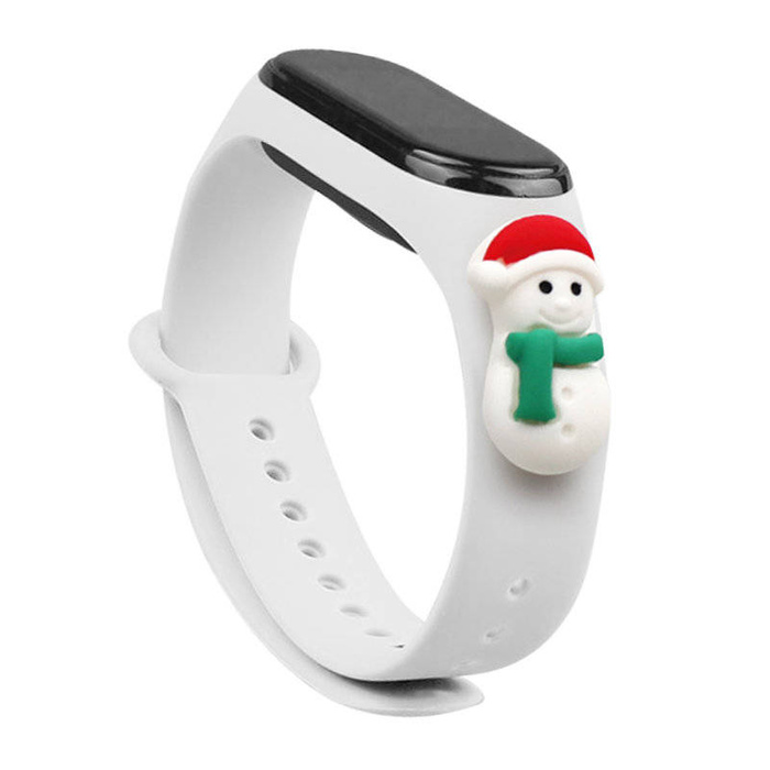 Strap Xmas band pour Xiaomi Mi Band 4 / Mi Band 3 festive silikonouveau bracelet bracelet blanc (snowman 1)