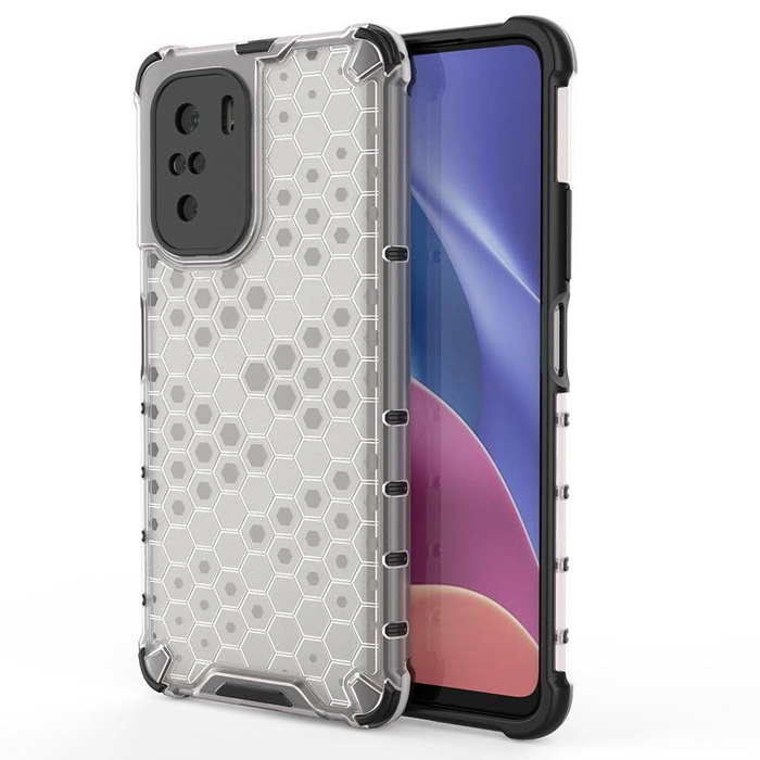 Honeycomb pouzdro pancéřový kryt s gelovým rámem Xiaomi Redmi K40 Pro+ / K40 Pro / K40 / Poco F3 transparentní