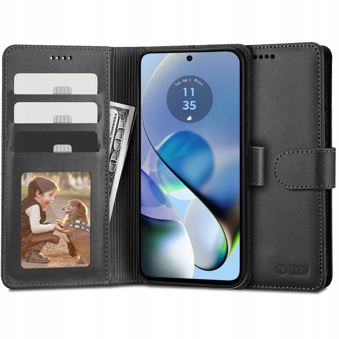 Case Tech-protect Wallet Motorola Moto G54 5G Black