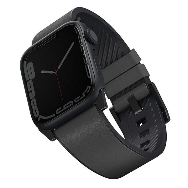 Uniq Straden Apple Watch Series 4/5/6/7 / SE 42/44 / 45 mm Armband. Leder-Hybridband grau / grau