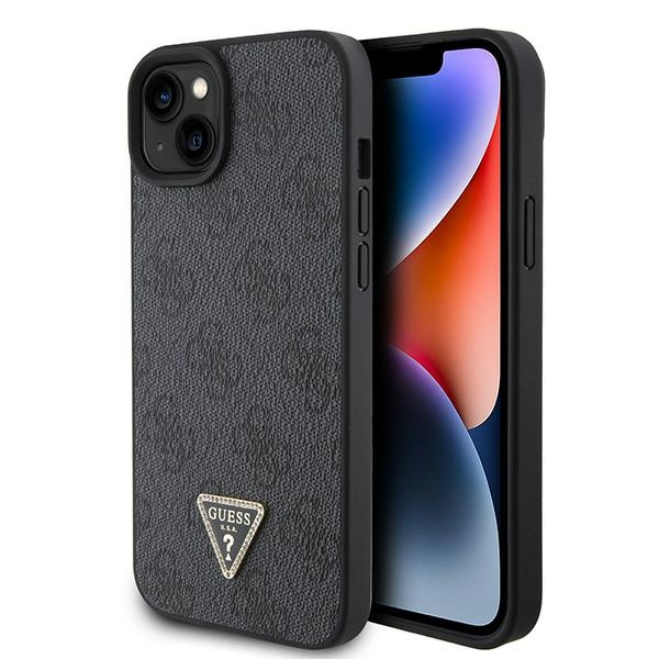 Case Guess GUHCP15SP4TDPK iPhone 15 6.1" black/black hardcase Leather 4G Diamond Triangle Case