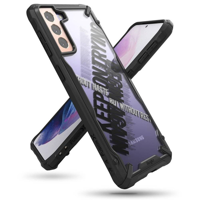 Ringke Fusion X Design coque housse blindée avec cadre Samsung Galaxy S21+ 5G (S21 Plus 5G) noir (Cross) (XDSG0053)