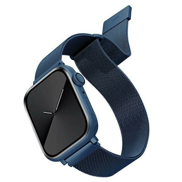 UNIQ bracelet Dante Apple Watch Série 4/5/6/7/SE 38/40/41mm. Bleu acier inoxydable/bleu cobalt