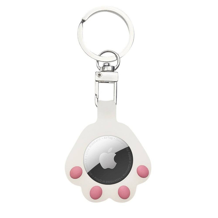 Cat Paw AirTag Case Silicone Case Keychain Pendant for AirTag weiß