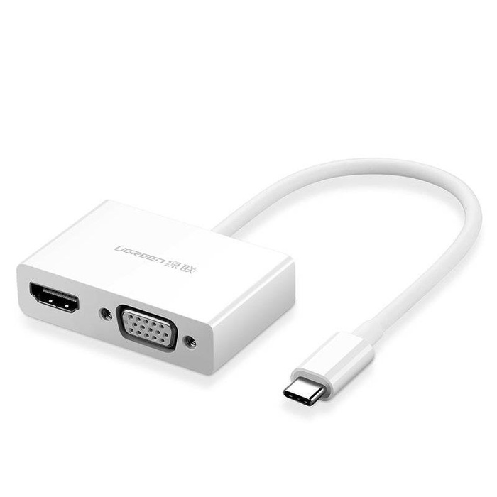 Ugreen adaptér video převodník USB typu C - HDMI / VGA bílá (MM123)