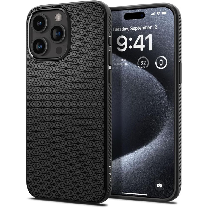 Coque Spigen Liquid Air iPhone 15 Pro Coque MATTE Noir Case