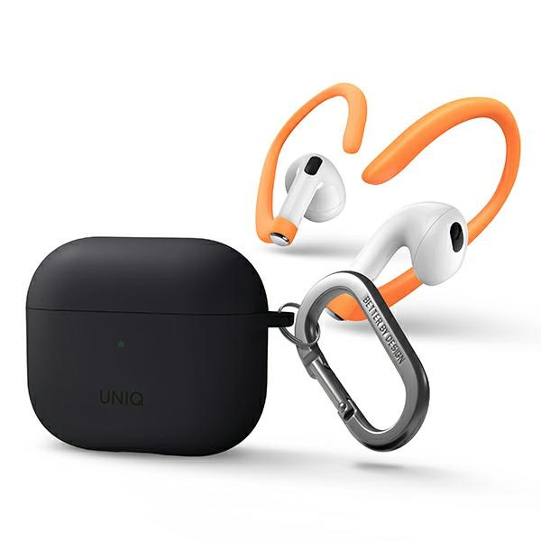 Uniq pouzdro Nexo AirPods 3 gen + Ear Hooks Silikonově šedá / šedá