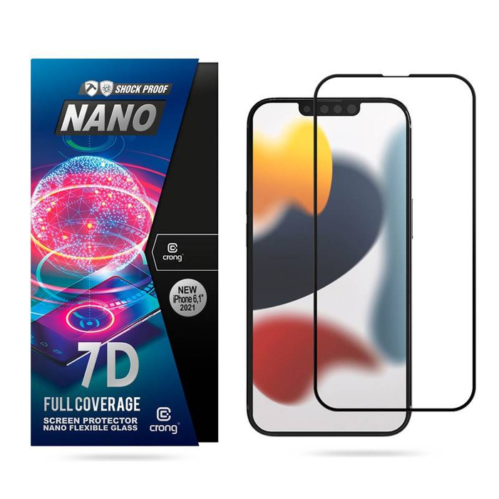 Hybridní Sklo CRONG iPhone 13 / iPhone 13 Pro 7D Nano Flexibilní sklo – nepraskající 9H celá obrazovka