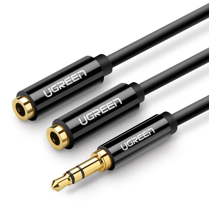 Ugreen kabel 3,5mm rozbočovač sluchátek mini jack AUX 25cm černý (20816)