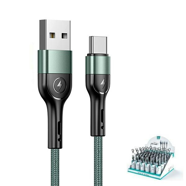 USAMS U55 USB-C opletený Kabel pro sadu U55 zelený / zelený 1m SJ449USBSG02 (US-SJ449)