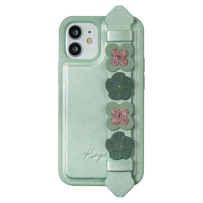 Gélové puzdro Kingxbar Sweet Series zdobené pravými kryštálmi Swarovski so stojanom iPhone 12 Pro Max green