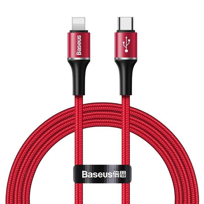 Câble Baseus USB-C à Lightning PD Halo, Power Delivery, 18W, 1m rouge