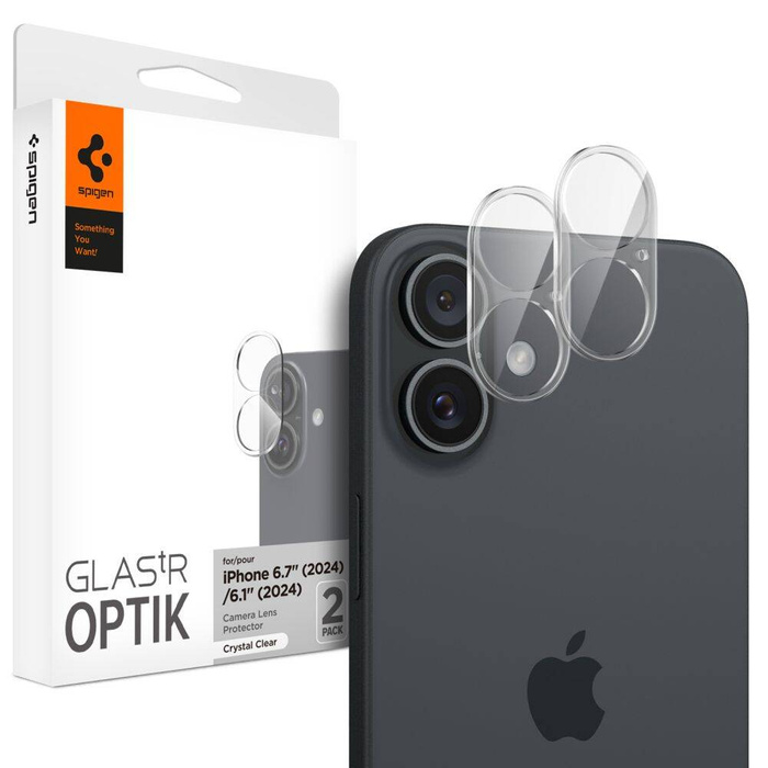 Spigen IPhone PROTECTEUR D'APPAREIL PHOTO OPTIK GLAS.TR PROTECTEUR D'APPAREIL PHOTO 2-PACK 16 / 16 PLUS CRYSTAL CLEAR