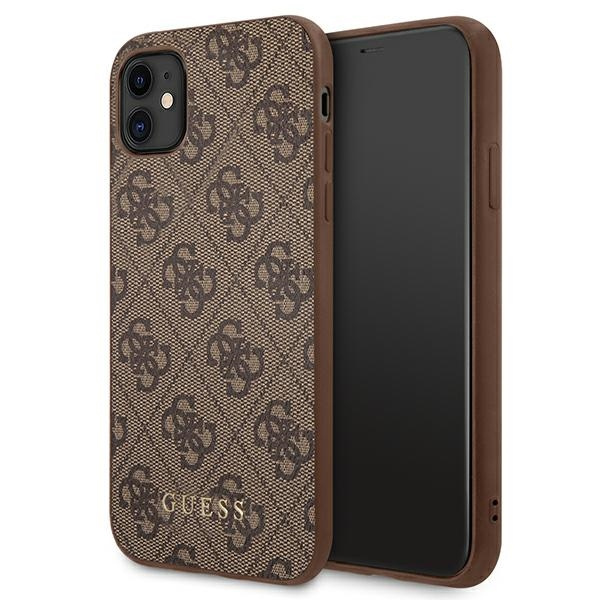 Case Guess GUHCN61G4GFBR iPhone 11 6.1" brown/brown hard case 4G Metal Gold Logo