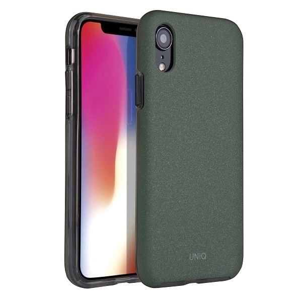 Uniq pouzdro Lithos iPhone Xr olivový / olivový