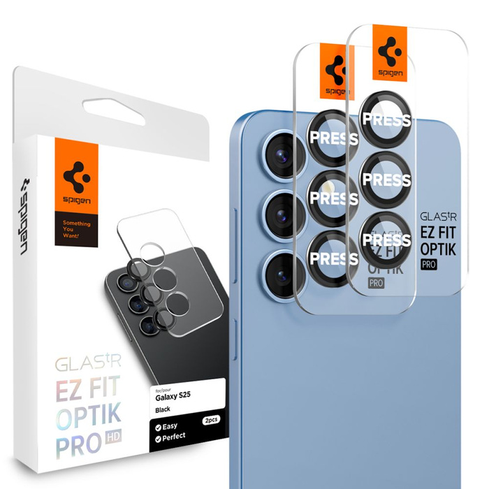 CAMERA PROTECTOR Spigen OPTIK PRO GLAS.TR "EZ FIT" CAMERA PROTECTOR 2-PACK GALAXY S25 BLACK