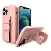 Rope case gel TPU airbag case cover with lanyard for iPhone 12 Pro Max pink