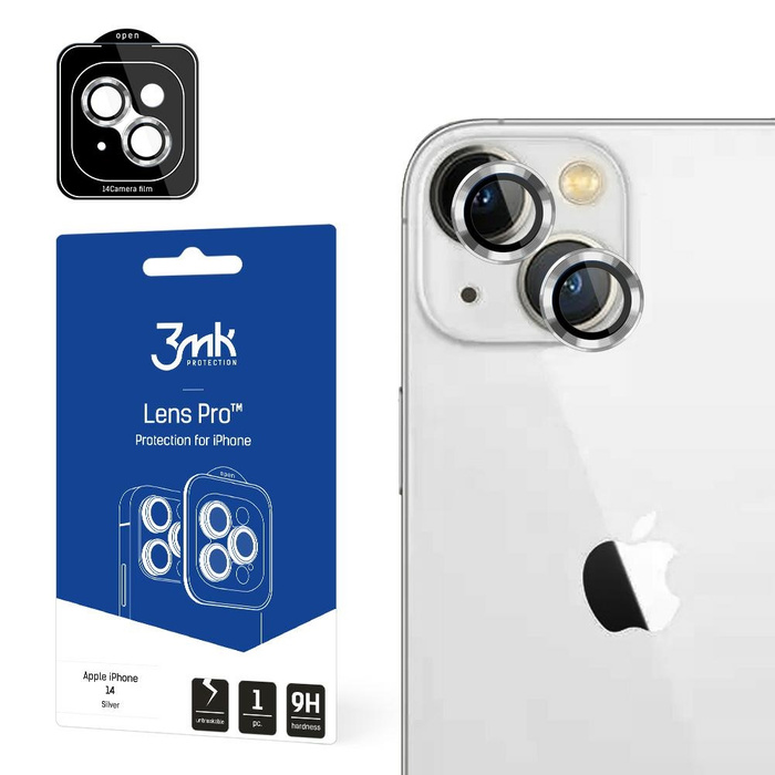 3mk Lens Protection Pro iPhone 14 Max 6.7" silver/silver Protection for camera lens with mounting frame 1pc.