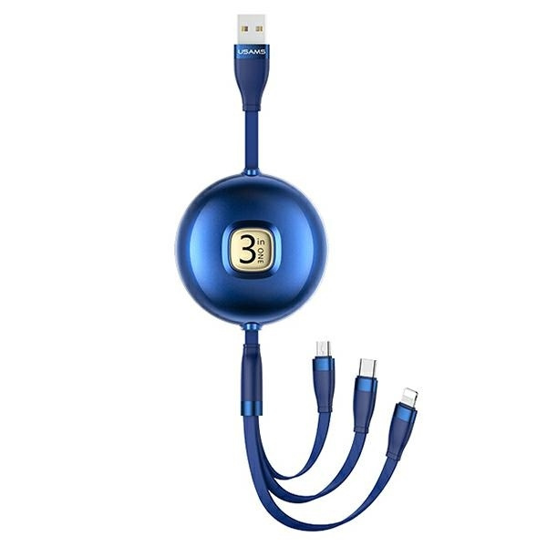 USAMS Cable U69 3in1 1m blue/blue (lightning/microUSB/USB-C) SJ508USB02 (US-SJ508)