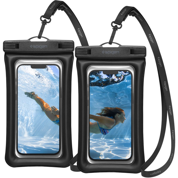 Spigen A610 Waterproof Universal WATERPROOF FLOAT Case 2-PACK BLACK