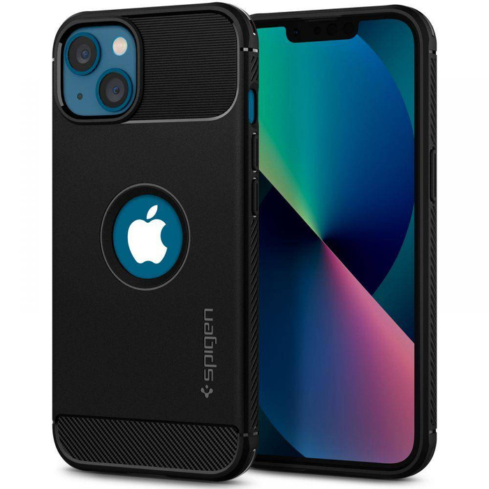 Coque iPhone 13 Spigen Rugged Armor MATTE NOIR Case + Verre trempé Couverture complète Spigen iPhone 13