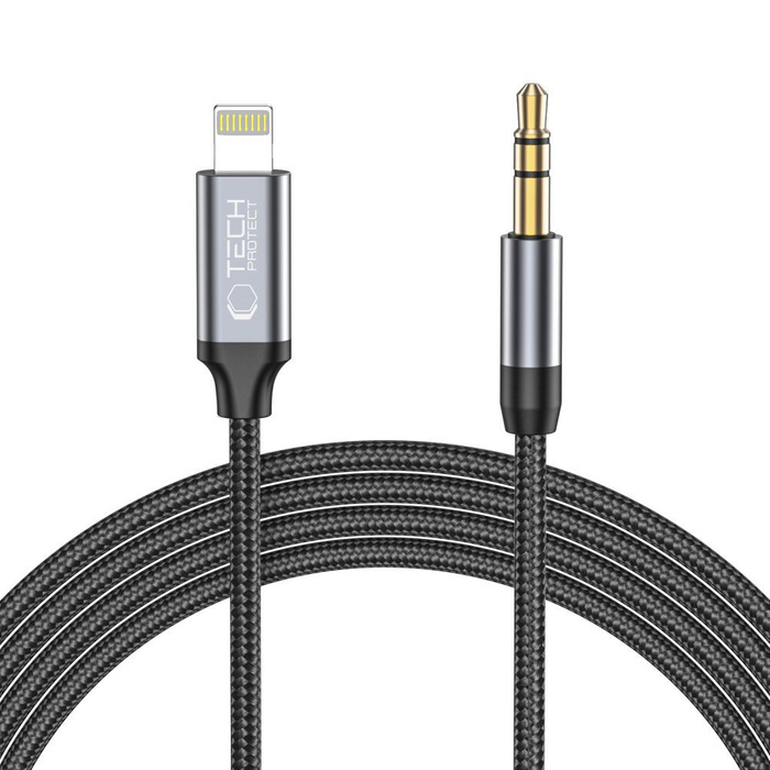 TECH-PROTECT ULTRABOOST LIGHTNING ZU AUX MINI JACK 3.5MM KABEL 100CM SCHWARZ