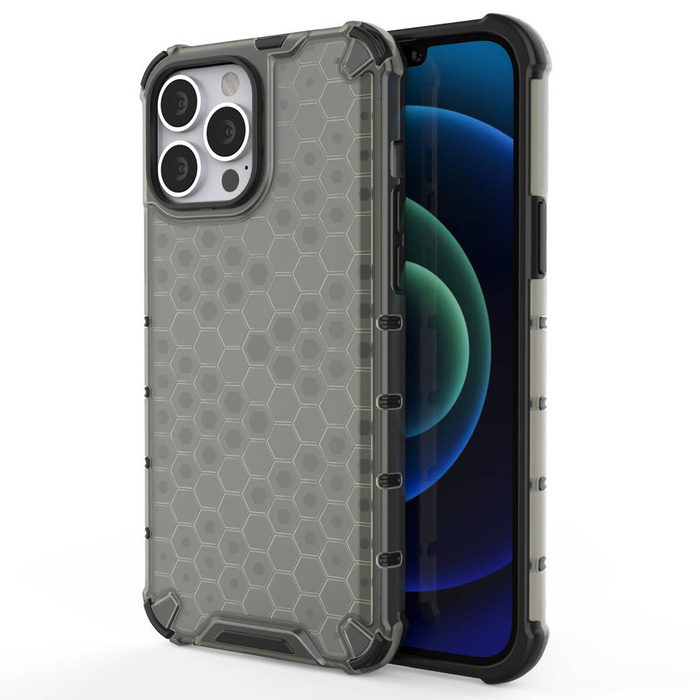 Honeycomb Case armor cover with TPU Bumper for iPhone 13 Pro Max black