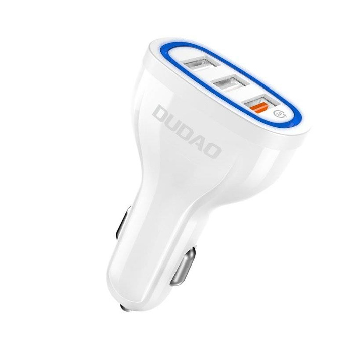 Dudao nabíječka rychlé nabíjení do auta Quick Charge 3.0 QC3.0 2.4A 18W 3x USB bílé (R7S bílé)