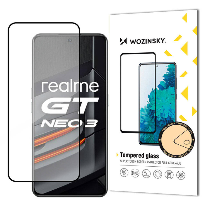 Wozinsky Super Tough Full Glue Vidrio templado Pantalla completa con marco Case Friendly Realme GT Neo 3 Black