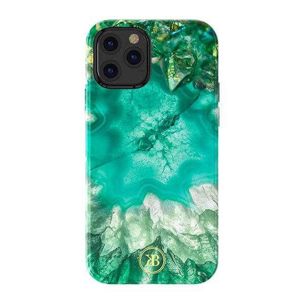 Elegante cover Kingxbar Agate Series stampata con agata per iPhone 12 mini verde