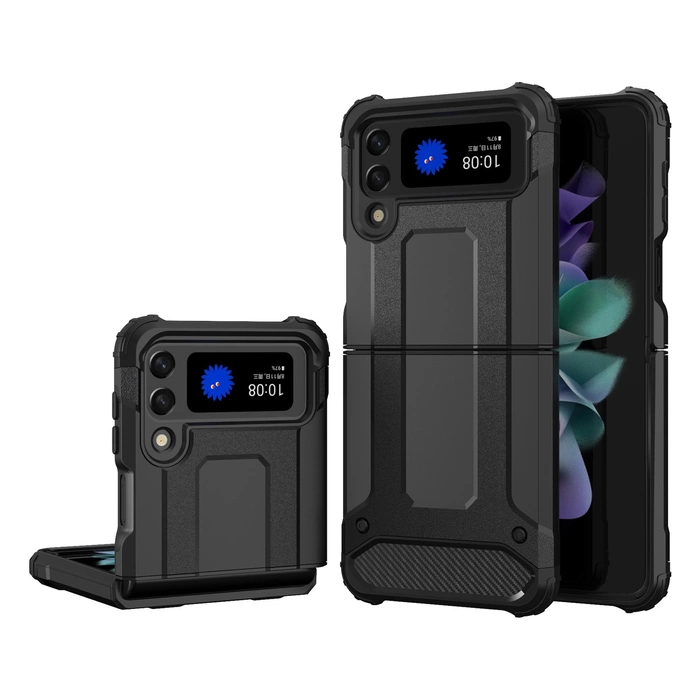 [B WARE] Hybrid Armor Case Tough Rugged Cover für Samsung Galaxy Z Flip 3 schwarz