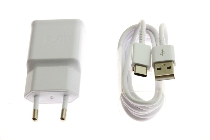 Carga rápida original SAMSUNG EP-TA200 +  USB-C 1.5M Galaxy S8 S9 S10 Note 8 9 Blanco