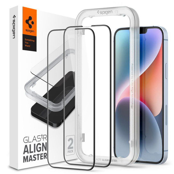 Tempered Glass SPIGEN Apple iPhone 13/13 Pro Alm Glass Fc 2-Pack Black