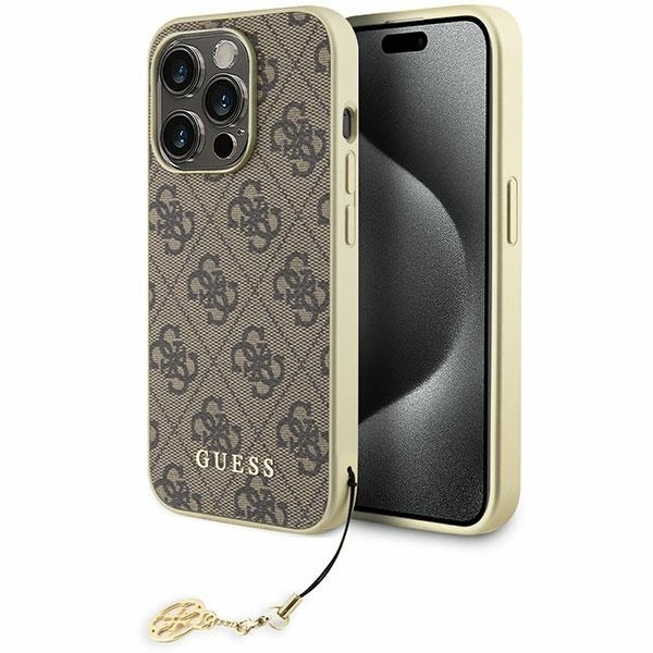 Guess GUHCP15LGF4GBR iPhone 15 Pro 6.1" braun/braun hartcase 4G Charms Kollektion