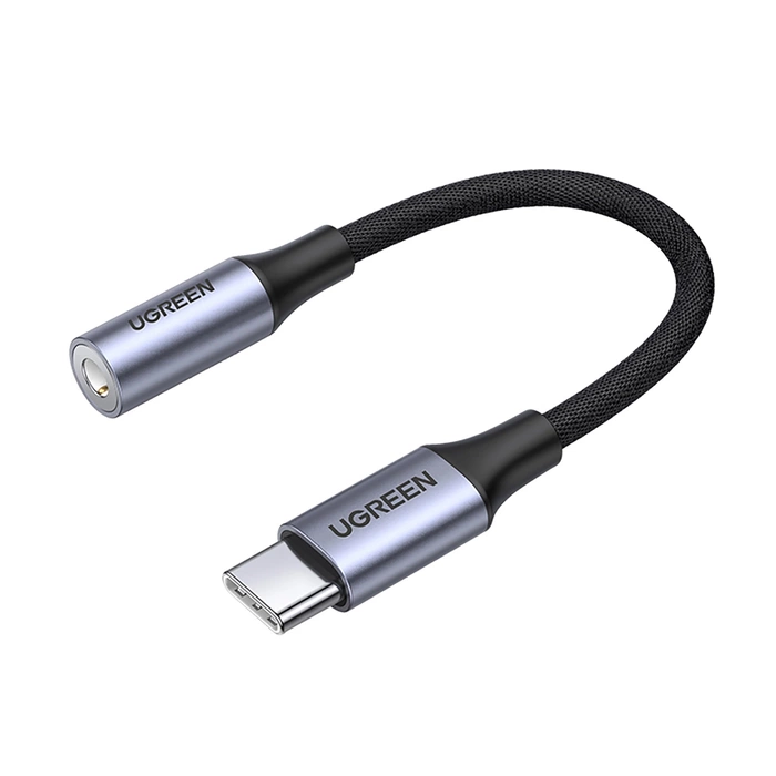 Ugreen AV161 Adapter für Kopfhörer Miniklinke 3,5 mm (weiblich) / USB-C (männlich) 10 cm – Grau