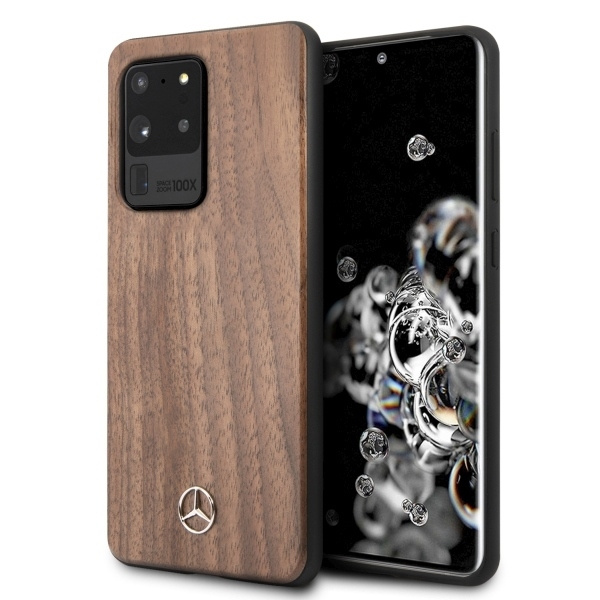 MERCEDES Samsung Galaxy S20 Ultra Holz Linie Walnuss braun Hülle