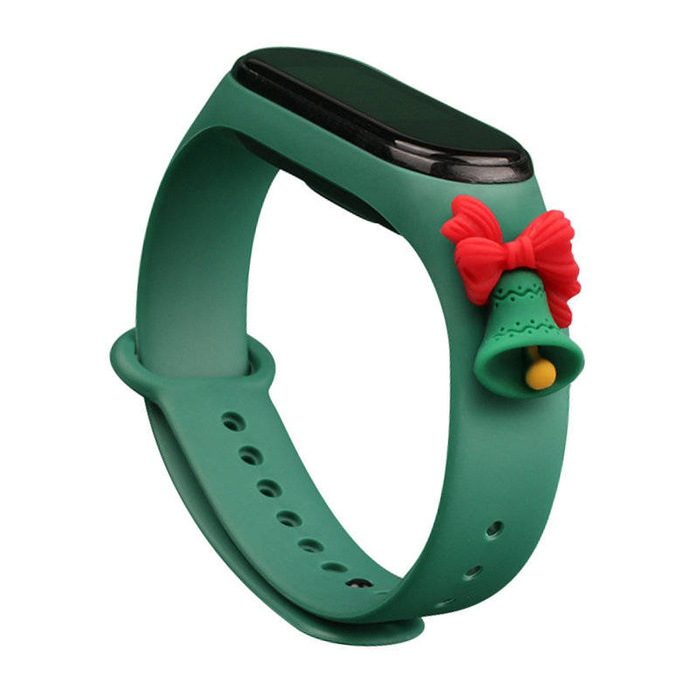 Strap Xmas Wristband for Xiaomi Mi Band 6 / Mi Band 5 Christmas Silicone Strap Bracelet Dark Green (Bell)