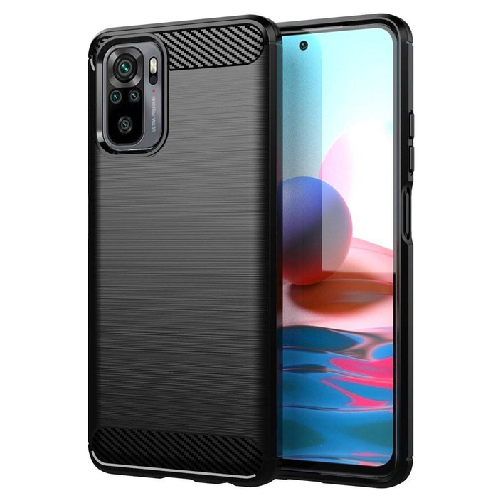 Carbone Case flexible coque couverture Xiaomi Redmi Note 10 5G noir