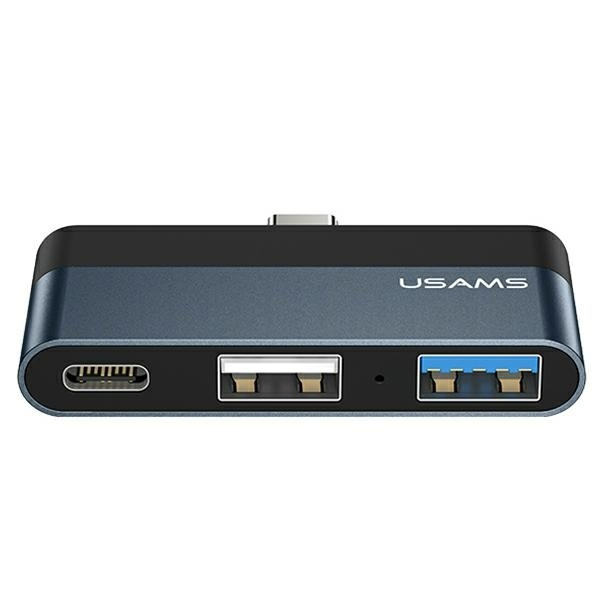 USAMS Adaptér HUB USB 2.0 / USB 3.0 / USB-C šedý / šedý SJ490HUB01 (US-SJ490)