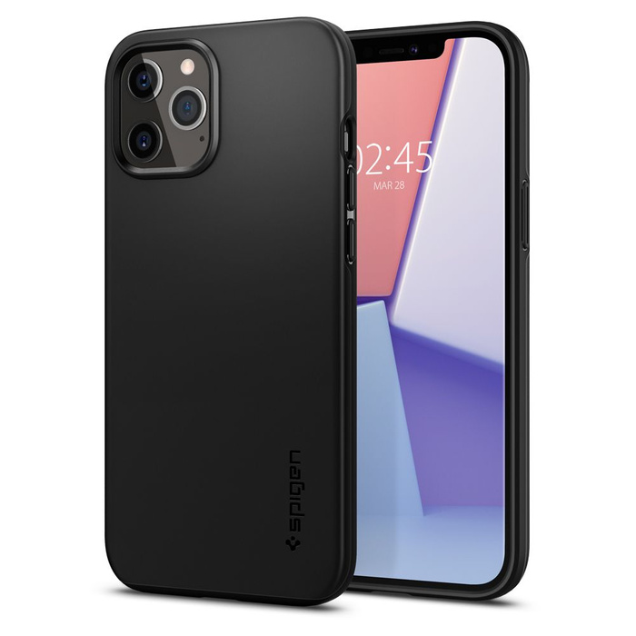 Pouzdro SPIGEN iPhone 12 / 12 Pro Thin Fit Black Černé černé pouzdro