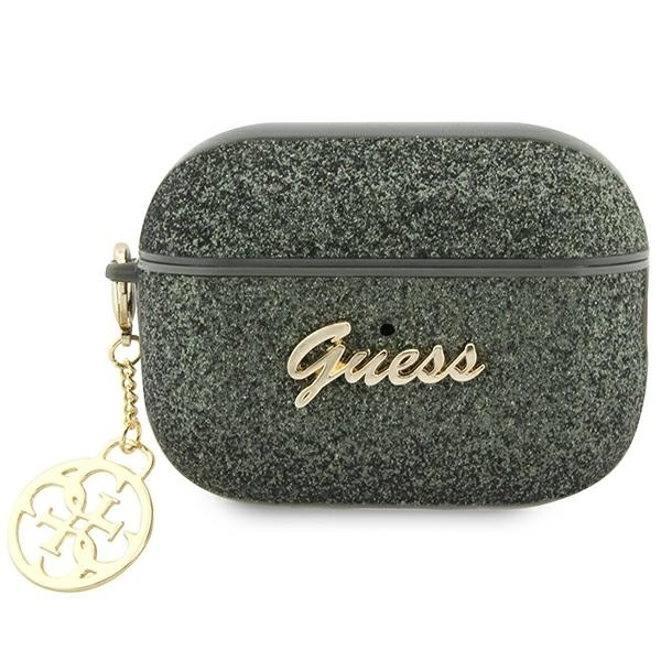 Case Guess GUAP2GLGSHA AirPods Pro 2 cover green/kaki Glitter Flake 4G Charm Case