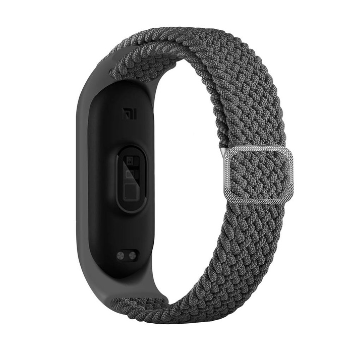 Látkový řemínek pro Xiaomi Mi Band 6 / 5 / 4 / 3 pletená látka řemínek náramek šedý