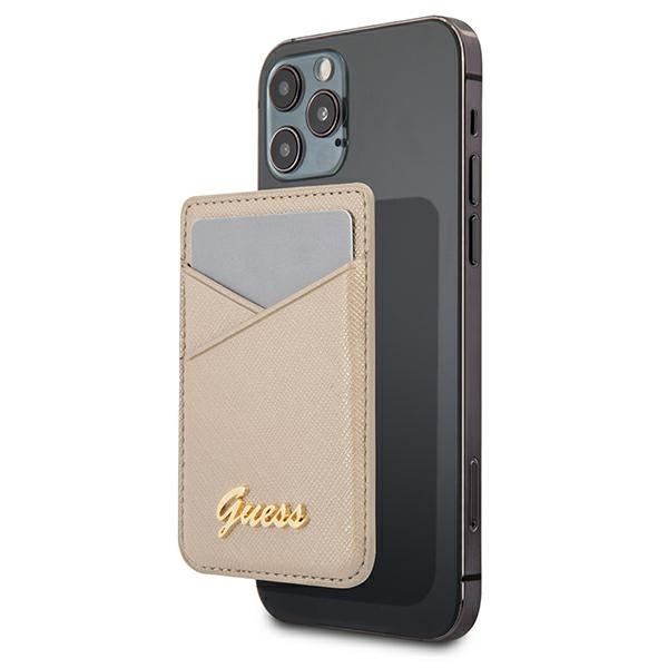 Cover GUESS Wallet Card Slot MagSafe Saffiano Gold Case