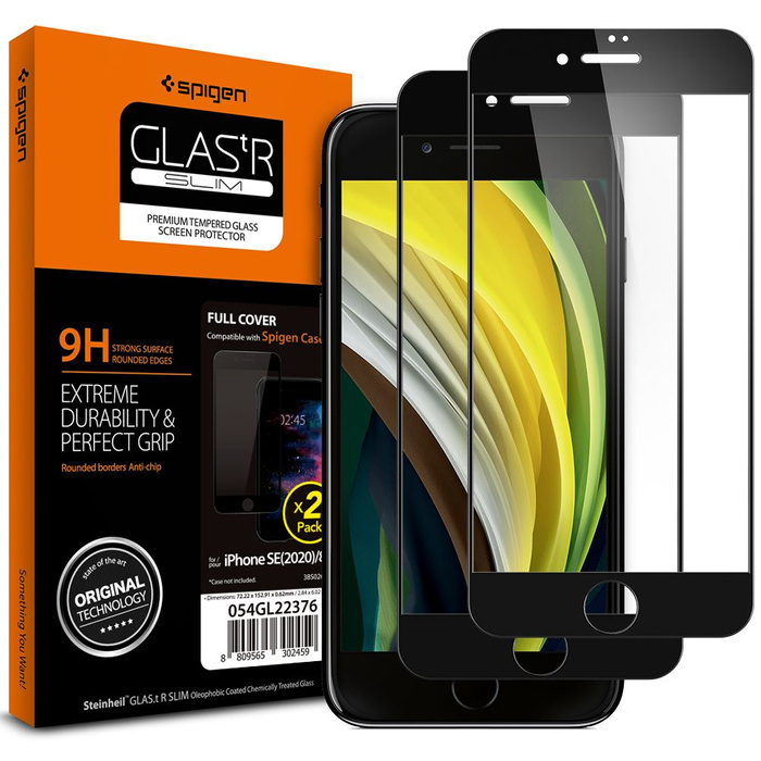 Tvrzené sklo SPIGEN Glass fc 2-pack iPhone 7/8/SE 2020 Black