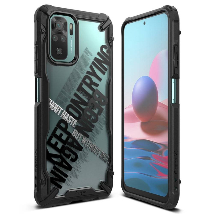 Ringke Fusion X Design coque housse blindée avec cadre Xiaomi Redmi Note 10 / Redmi Note 10S noir (Cross) (XDXI0030)