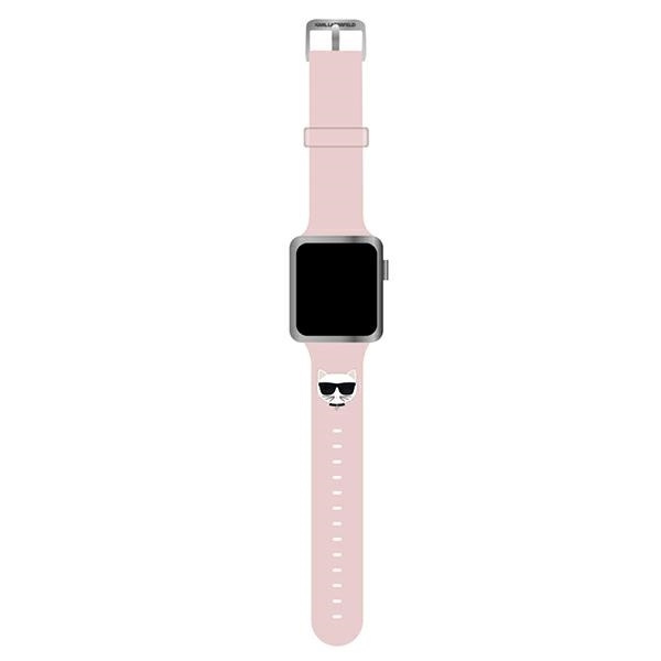 Karl Lagerfeld KLAWLSLCP Apple Watch Strap 42/44 / 45mm pink / pink strap Silicone Choupette Heads