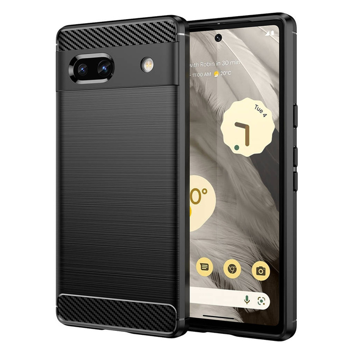 Carbon Case pro Google Pixel 7a flexibilní silikonový karbonový kryt černý